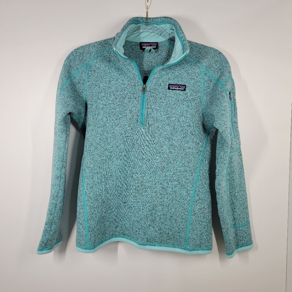 Patagonia Better Sweater Teal Blue 1/4 Zip Fleece Pull Over Jacket Women Size S